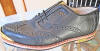 Black Wing Tip Embossed Lizard Skin Leather