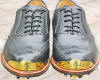 Black Wing Tip Embossed Lizard Skin Leather